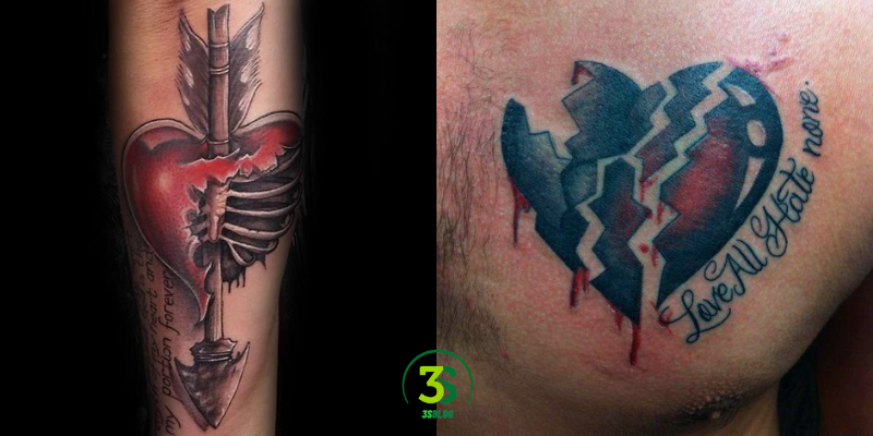Broken Heart Tattoo Designs for Guys