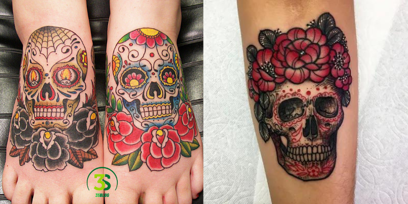 Dia de los Muertos skull tattoos