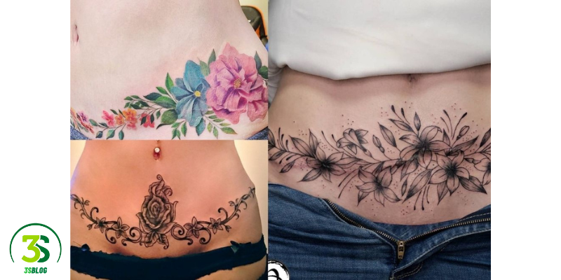 Tattoos That Make Your Waist Look Smaller: Floral Waistband Tattoos