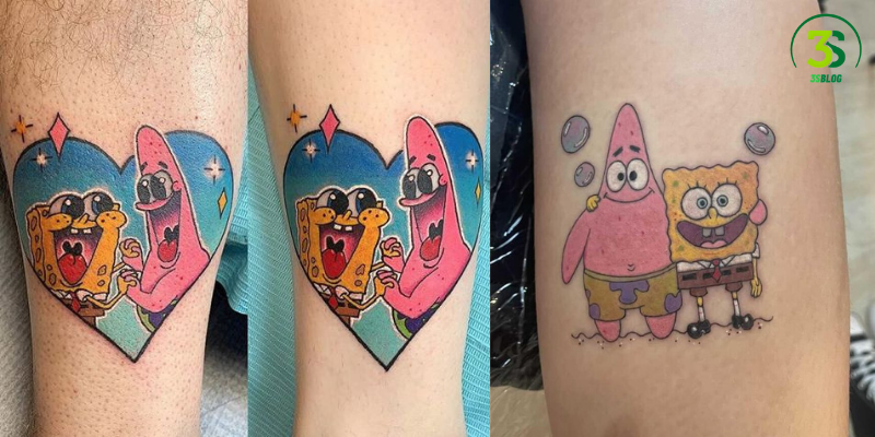 Portrait Spongebob and Patrick Tattoo