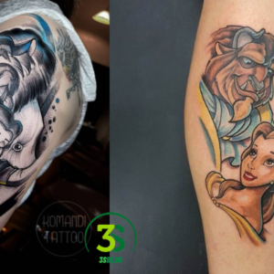 Portraits of Belle and the Beast Tattoos