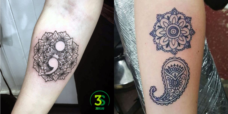 Flower with a Semicolon Tattoo: Semicolon Mandala
