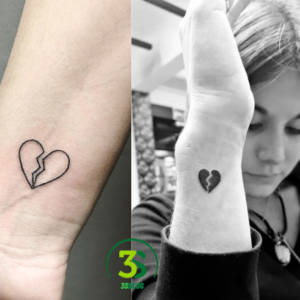 Small Broken Heart Tattoos on the Wrist