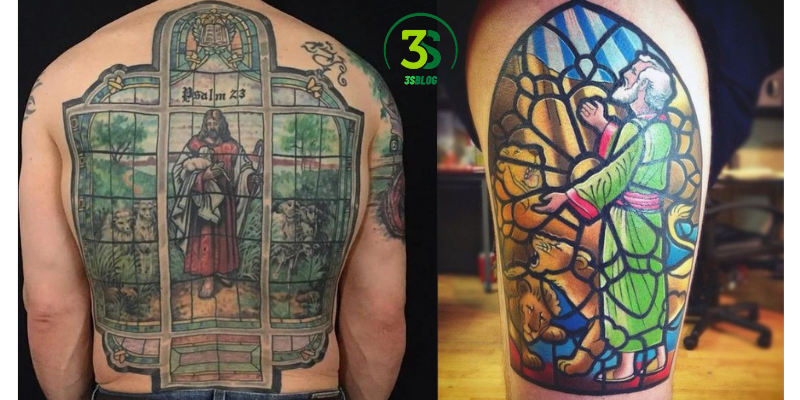 Stained Glass Window Tattoos: Religious Symbols