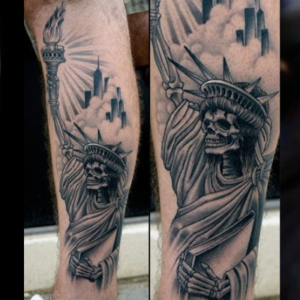 Statue of Liberty Skull Face Tattoo