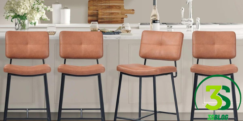 Counter Height Brown Leather Stools
